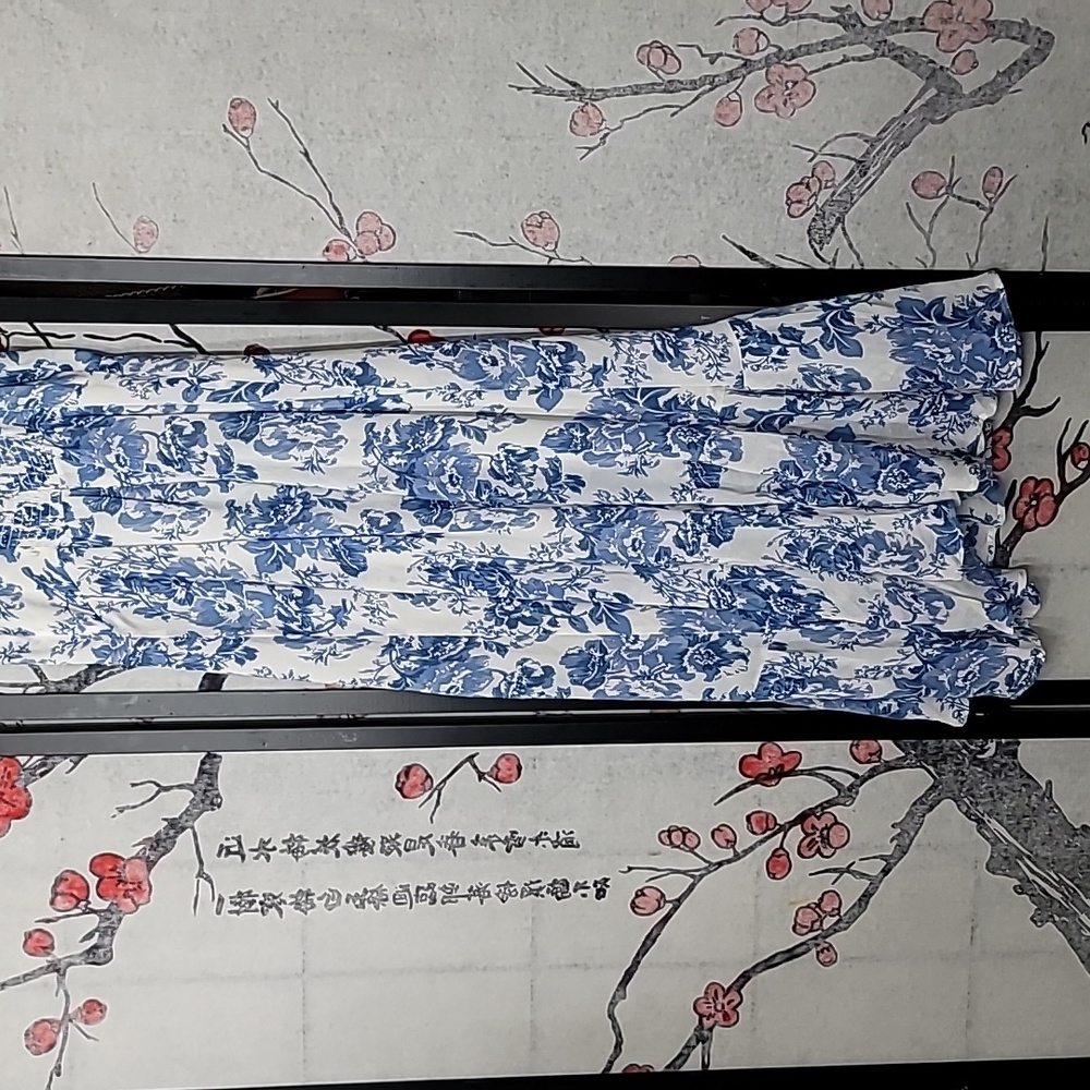 Reformation Nikita Olympia Blue White Floral Print Dress Size 10 - Picture 11 of 12